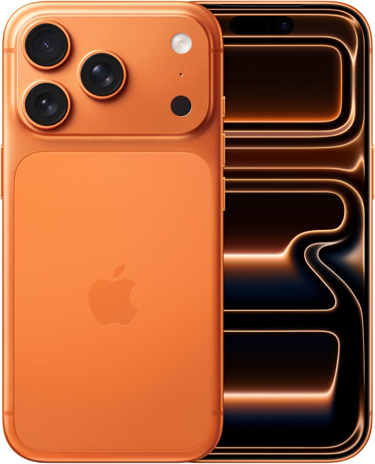 iPhone 18 Pro und Pro Max: Was die neuen iPhones für unterwegs bringen 2 Orangefarbenes iPhone 17 Pro in Vorder- und Rückansicht